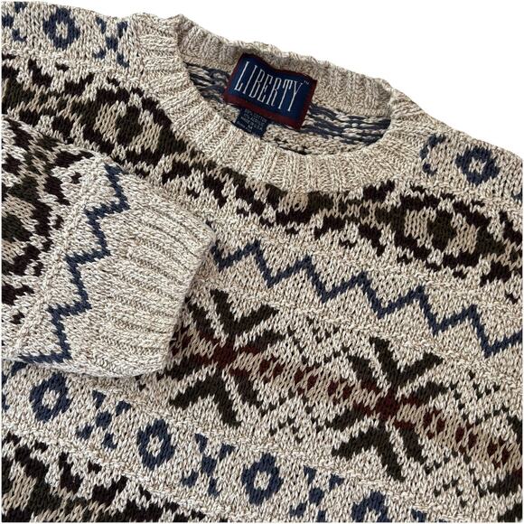 Vintage Liberty Nordic/Fair Isle Pattern Knit Grandpa Sweater Men's Size Medium - Picture 1 of 10
